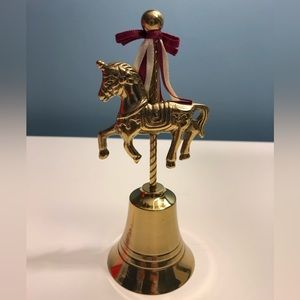 Vintage Avon Carousel Unicorn Brass Bell New in Box